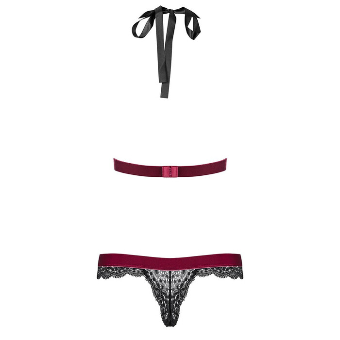 Мереживне боді з відкритою спиною Obsessive Rossita, чорний, S/M