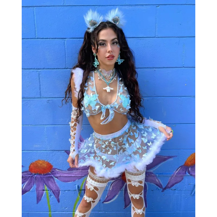 Рукавички білі з метеликами Leg Avenue