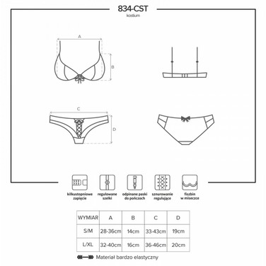 Костюм медсестри Obsessive 834-CST L/XL