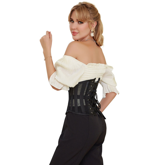 Корсет из сетки Star Night Steel Bones Grid Corsets с крючками и шнуровкой, черный, XL (без коробки)