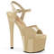 Босоніжки Pleaser Passion-709 *7 дюймів на підборах, 2 3/4 дюйма PF Comfort Width, босоніжки з ремінцем на щиколотці, бежевого кольору