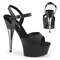 Босоніжки Pleaser Captiva-609 *6 дюймів з ремінцем на щиколотці PF на підборах, чорні, веганська шкіра/чорний