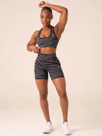 Топ Ryderwear Zebra Seamless Sports Bra - Grey Marl/Black Zebra