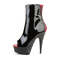 Boots Pleaser Delight-1025, каблук 6 дюймов, ботильоны в стиле корсета с открытым носком PF 1 3/4 дюйма, молния сбоку, цвет красный/черный