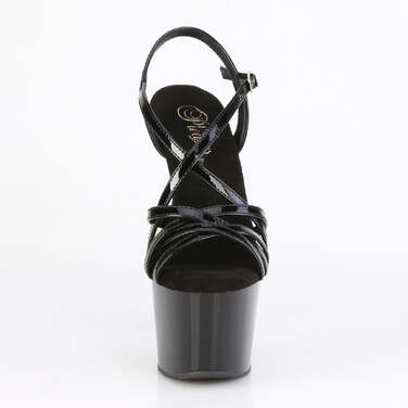 Босоножки Adore-713, каблук 7 дюймов, ремни крест-накрест шириной 2 3/4 дюйма, чёрная лакированная кожа