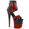 Босоножки Pleaser Flamingo-800-15, каблук 8 дюймов, двухцветные ботильоны с ремешком PF 4 дюйма, молния сзади, чёрная искусственная кожа/красный