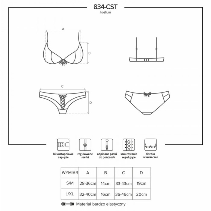 Костюм медсестри Obsessive 834-CST L/XL
