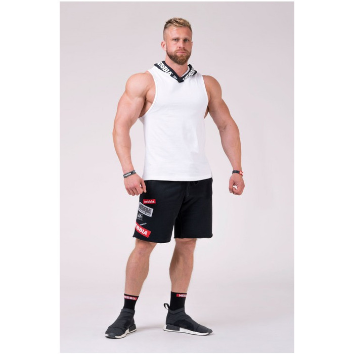 Майка с капюшоном NEBBIA NO EXCUSES Tank Top with a Hoodie 173 white