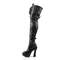 Чоботи Pleaser Electra-3028 на підборах 5 дюймів, чоботи до стегна 1 1/2 дюйма зі шнурівкою спереду PF, чорні, веганська шкіра