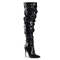 Чоботи Pleaser Courtly-3011, 5 дюймів, з рюшами та блискітками, чорні