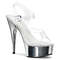 Босоніжки Pleaser Delight-608 на підборах 6 дюймів, босоніжки з ремінцем на щиколотці 1 3/4 дюйма, прозорі/сріблястий хром