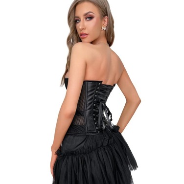 Корсет із сітки Star Night Grid Corset з гачками та шнурівкою, чорний, L (без коробки)