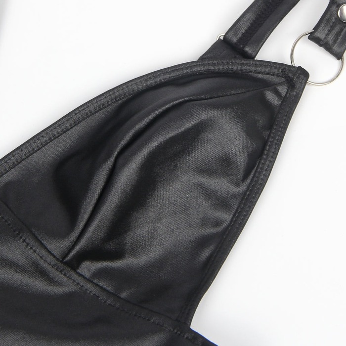 Платье из искусственной кожи и ремешками на руки и шею Star Night с трусиками, черный, М