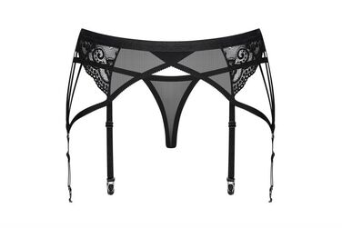 Пояс со стрингами черный Obsessive 854-GAR-1 L/XL