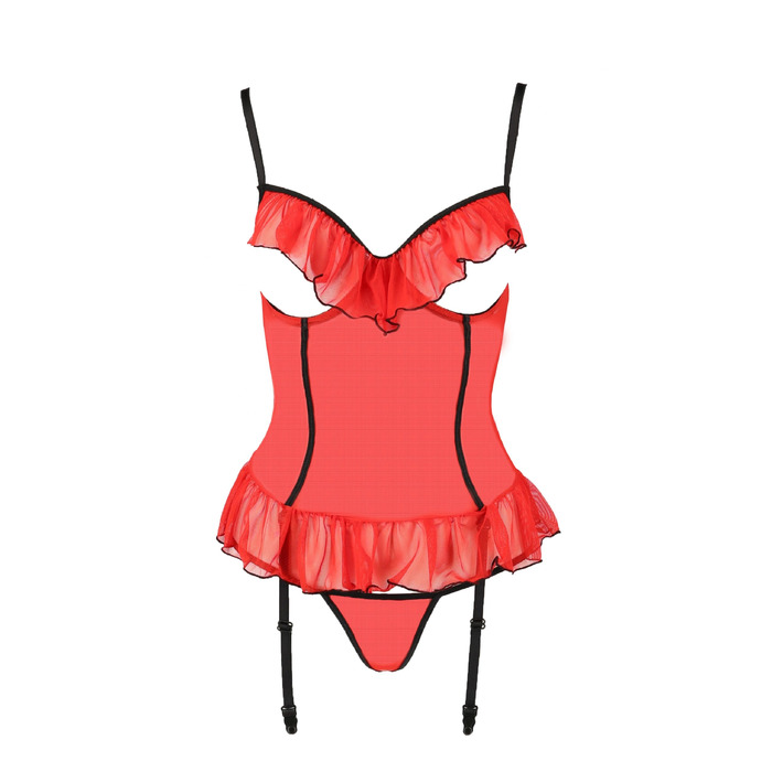 Корсет с открытой грудью S/M красный CHERRY CORSET - Passion