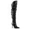 Чоботи Pleaser Classique-3011 на високих підборах 4 дюйми з підкладкою з штучного хутра, блискавка збоку, чорні, веганська шкіра
