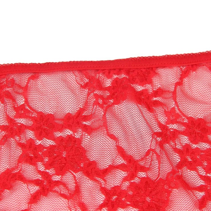 Комплект білизни з рукавичками Star Night мереживний, червоний, XS-S
