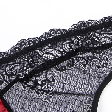 Платье с кружевом Star Night с ошейником и наручниками, бордово-черное, XS-S