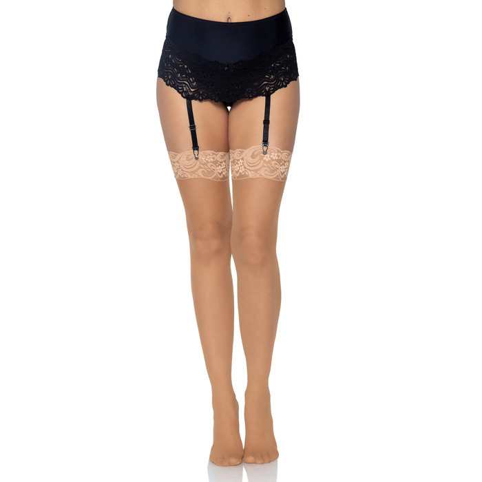 Панчохи з мереживом One Size Alix Sheer Thigh High Stockings від Leg Avenue, бежеві