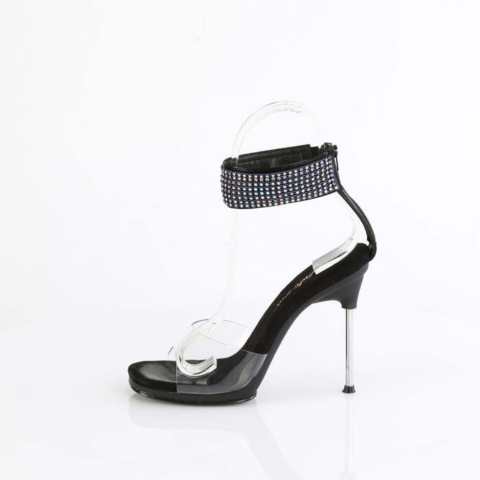 Босоніжки Chic-42 на підборах 4 1/2 дюйма, 1/4 дюйма з ремінцем на щиколотці з застібкою-блискавкою ззаду, прозорі/чорні