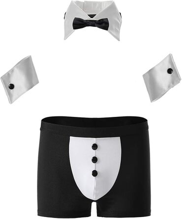 Комплект Офіціант Sunspice боксери, метелик, манжети, чорно білий, O/S