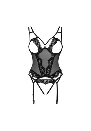 Комплект (корсет + трусики) Obsessive Setilla corset black L/XL