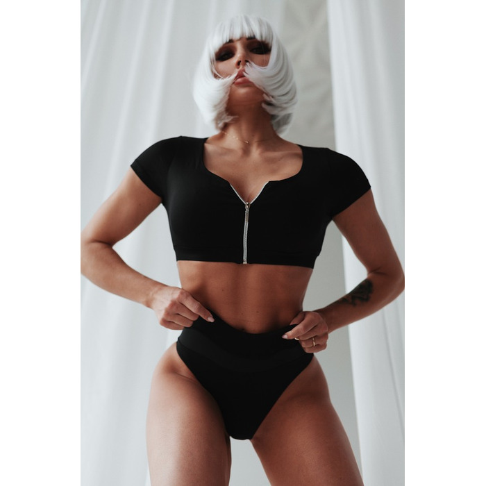 Топ Fitzona BLACK SWIMSUIT TOP WITH SLEEVES AND ZIPER