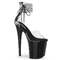Босоніжки Pleaser Flamingo-824RS *8-дюймовий каблук, 4-дюймові босоніжки з PF стразами, блискавка ззаду, прозорі/чорні