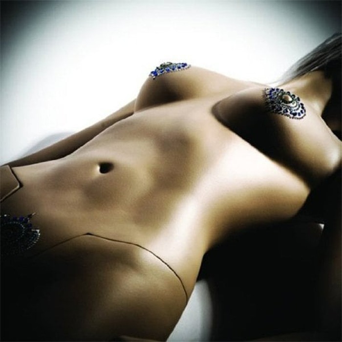 Прикраси для грудей та бікіні зі стразами Bijoux Indiscrets Flamboyant смарагдово-блакитний