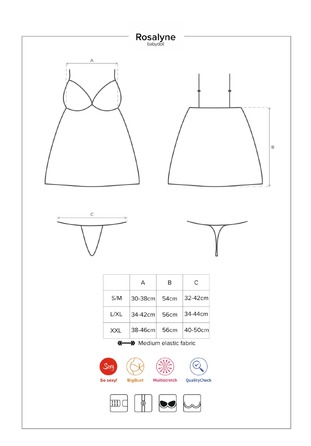 Пеньюар Obsessive з мереживом на ліфі та з трусиками в комплекті, бордовий, S/M