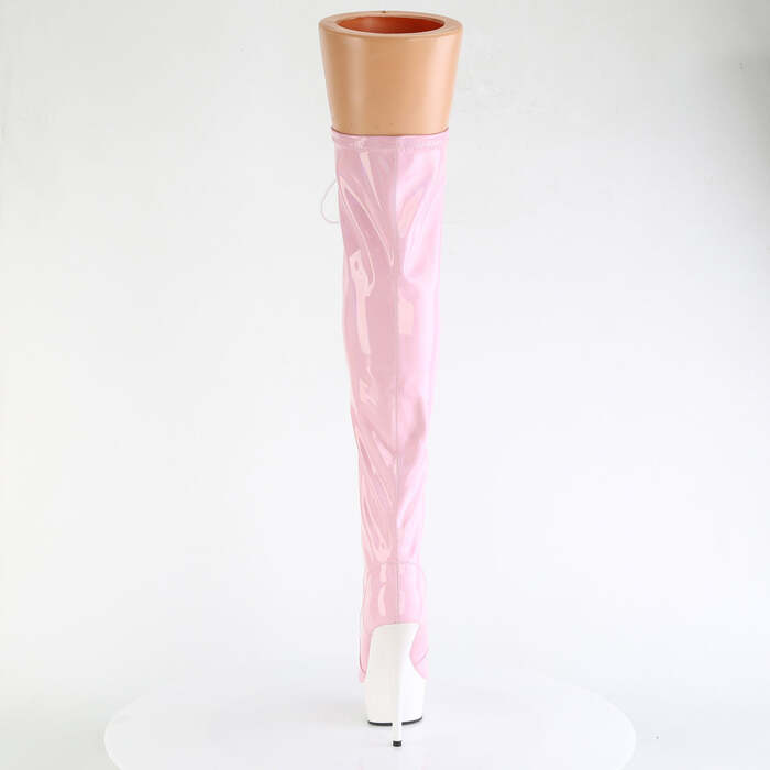 Чоботи Delight-3029 *6 дюймів на підборах, 1 3/4 дюйма на еластичній шнурівці PF, зовнішня блискавка, колір ніжно-рожевий/білий