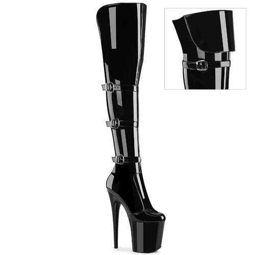 Ботинки Flamingo-3018 **Каблук 8 дюймов, 4-дюймовый ремешок с тройной пряжкой, чёрный