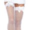Панчохи в сіточку із бантом білі Leg Avenue Fishnet Thigh Highs With Bow O/S