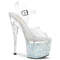 Босоніжки Pleaser Esteem-708LG на підборах 7 дюймів, босоніжки з ремінцем на щиколотці 3 дюйми, прозорі/білі