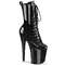 Чоботи Pleaser Flamingo-1040GP на підборах 8 дюймів, черевики до щиколотки зі шнурівкою 4 дюйми, з блискавкою збоку, чорні