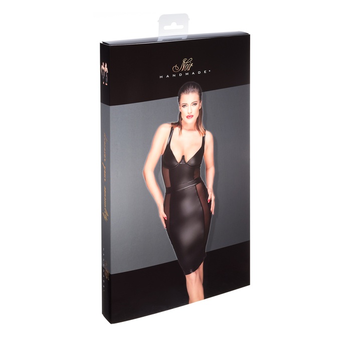 Сукня Noir Handmade Venus із Power Wetlook з сітчастими вставками, чорна, M