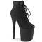 Ботинки Pleaser Flamingo-800TL-02, каблук 8 дюймов, шнуровка спереди 4 дюйма, боковая молния, чёрная искусственная кожа/чёрный