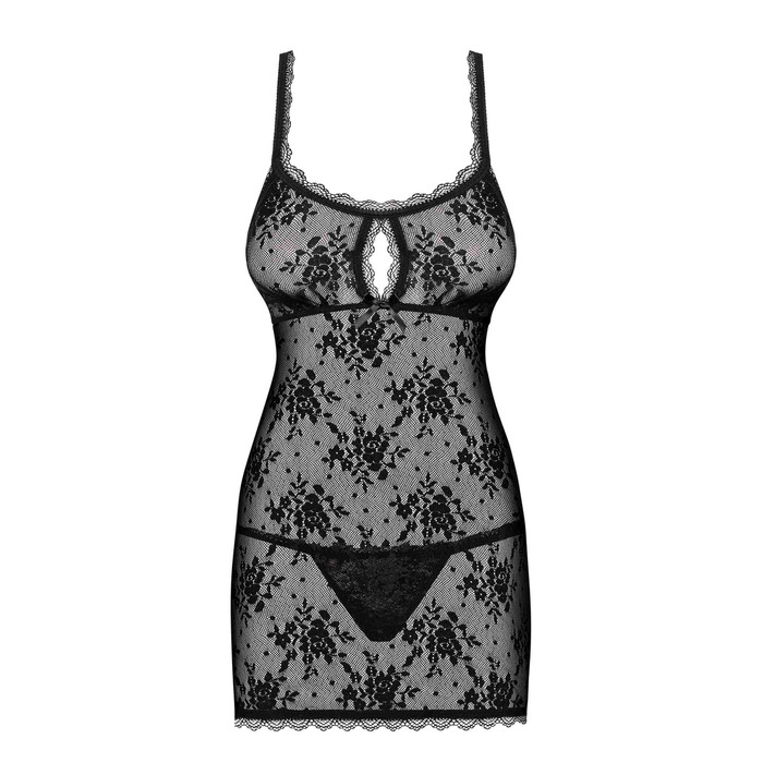 Сорочка Obsessive Behindy с открытыми ягодицами, черная, S/M