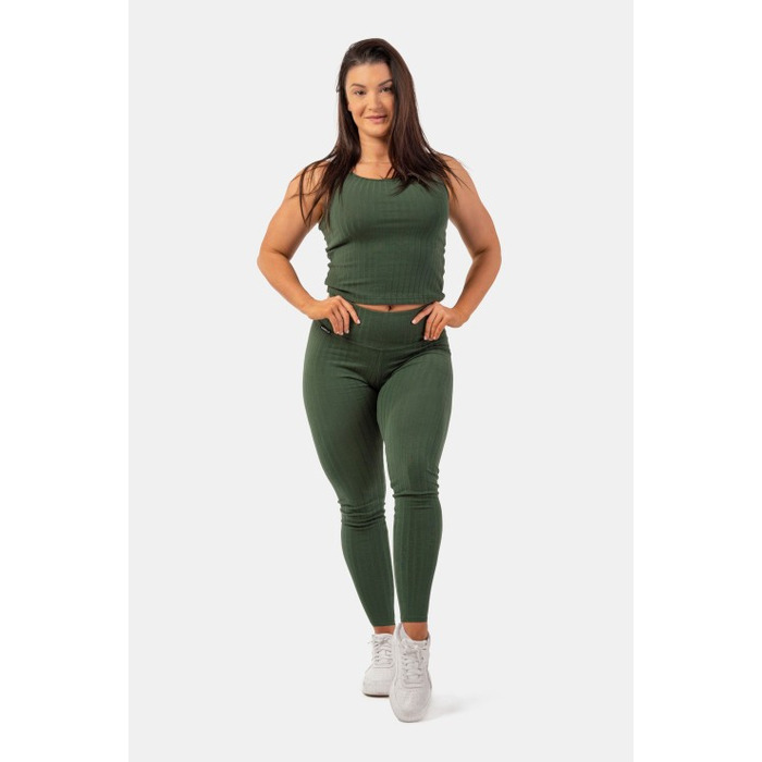 Легінси Organic Cotton Ribbed High-Waist Leggings 405 Dark Green