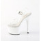 Босоніжки Pleaser Adore-708 на підборах 7 дюймів, босоніжки з ремінцем на щиколотці 2 3/4 дюйма, прозорі/білі