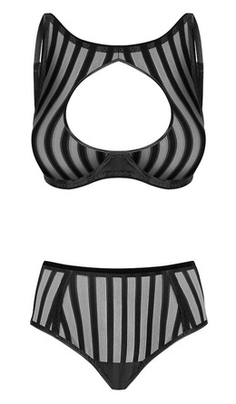 Комплект Noir Handmade бюстгальтер с высокой горловиной и трусики, черный, XL