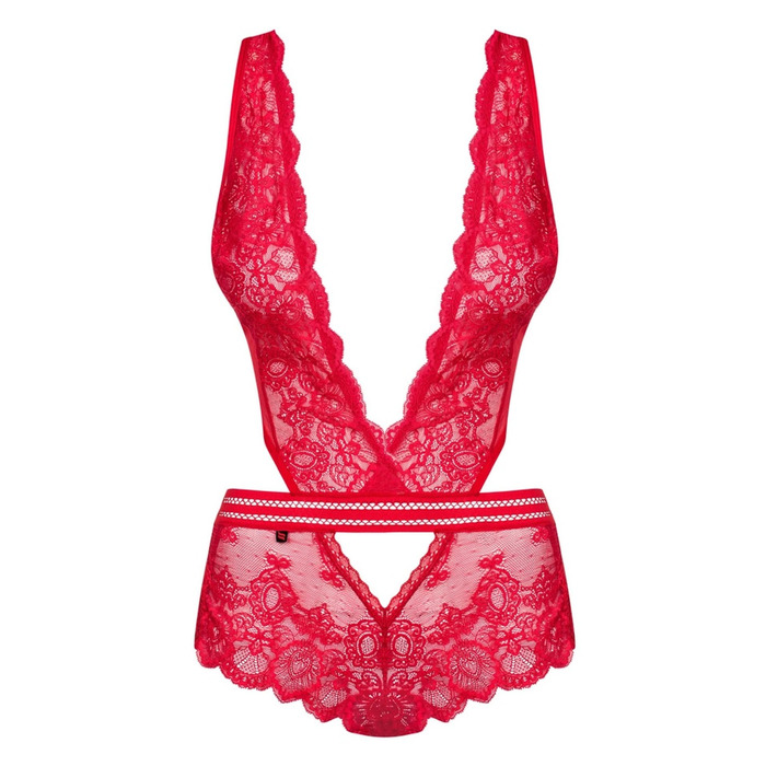Мереживне боді Obsessive 853-TED-3 Teddy червоне, L-XL