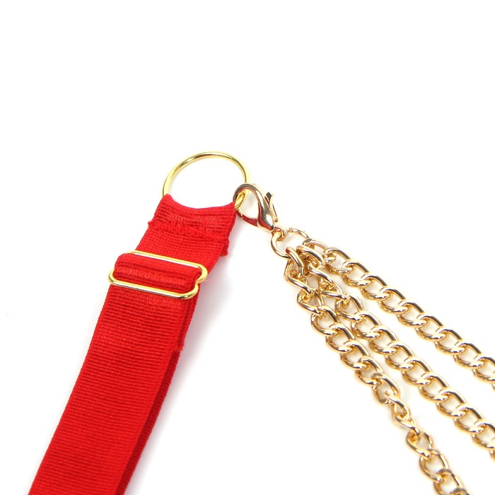 Красный сексуальный комплект белья в сеточку Star Night с цепочками и сердцами, L