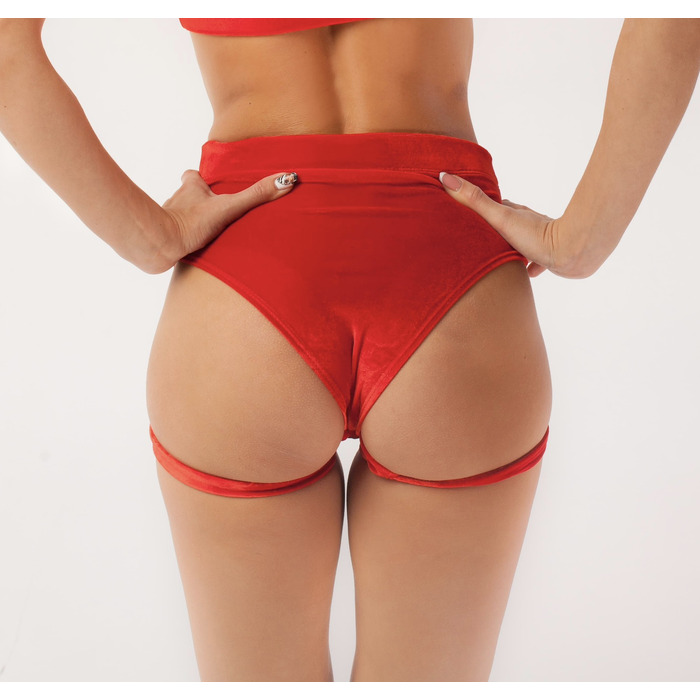 Оксамитові шорти зі стропами Червоні