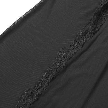 Платье-пеньюар макси с разрезами Star Night с трусиками, с кружевом, черное, S