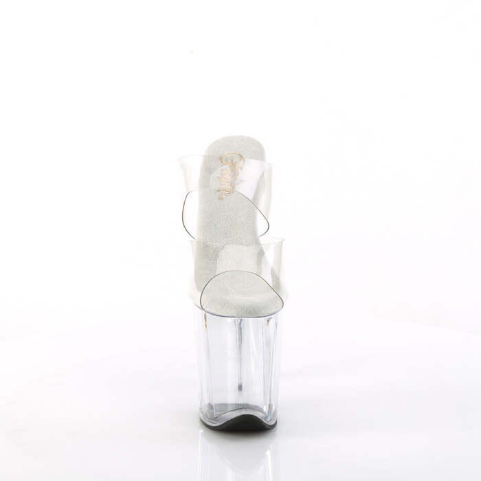 Шльопанці Flamingo-802 на платформі з двома ремінцями на підборах 8 дюймів, прозорі