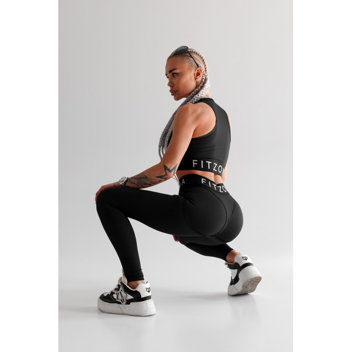 Леггинсы FZ Black Mesh Leggings with Imitation Shiny Thongs