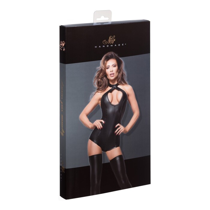 Боди с ошейником F169 Noir Handmade M