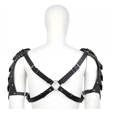 Мужская портупея с объемными плечами , экокожа, черная, One Size