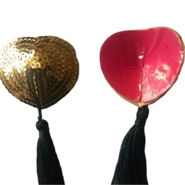 Наклейки на соски Sunspice в виде сердец с кисточками, красные